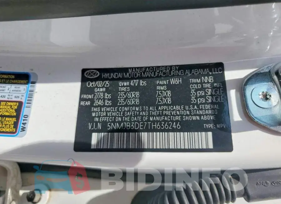 5NMJB3DE7TH636246 Photo# 13