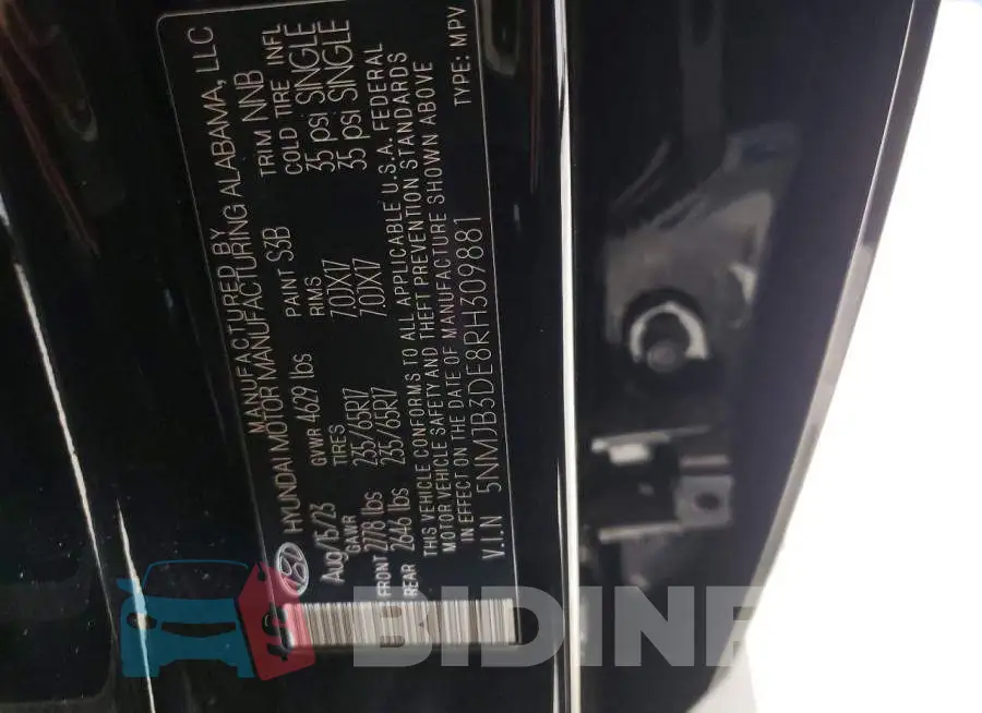 5NMJB3DE8RH309881 Photo# 13