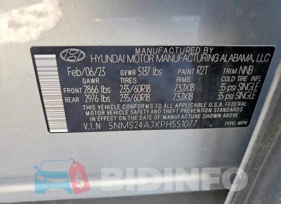 5NMS24AJXPH551077 Photo# 14