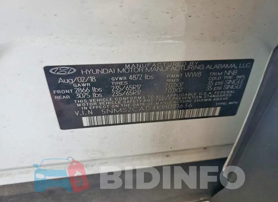 5NMS2CAD4KH021636 Photo# 12
