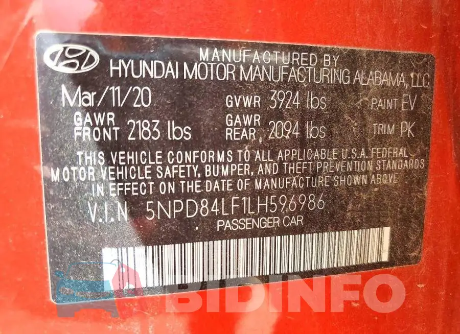 5NPD84LF1LH596986 Photo# 12