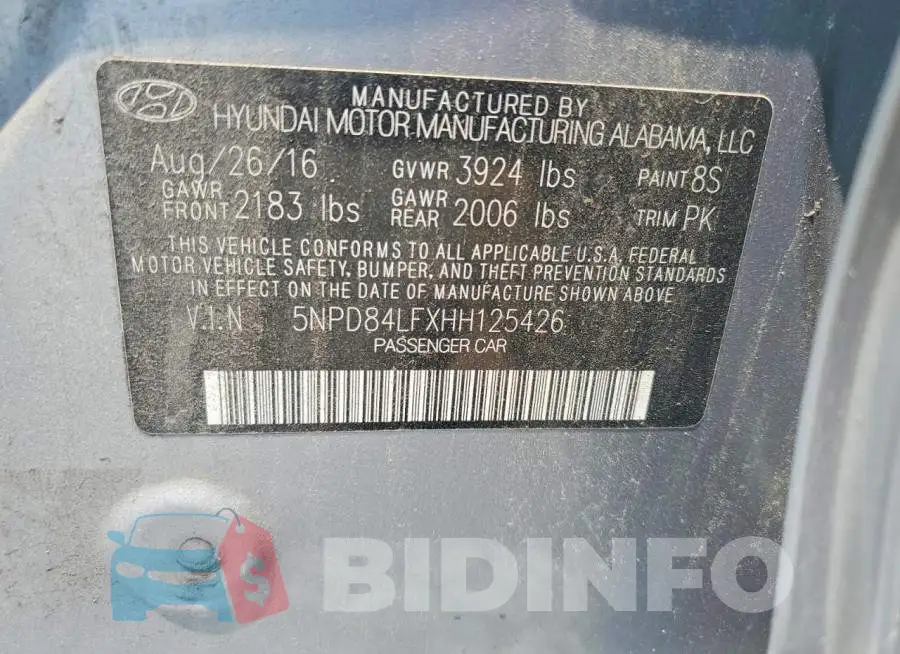 5NPD84LFXHH125426 Photo# 12