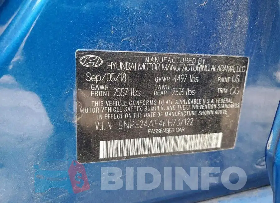 5NPE24AF4KH737122 Photo# 13