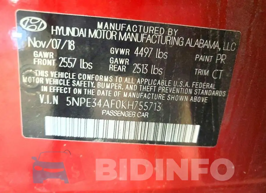 5NPE34AF0KH755713 Photo# 13