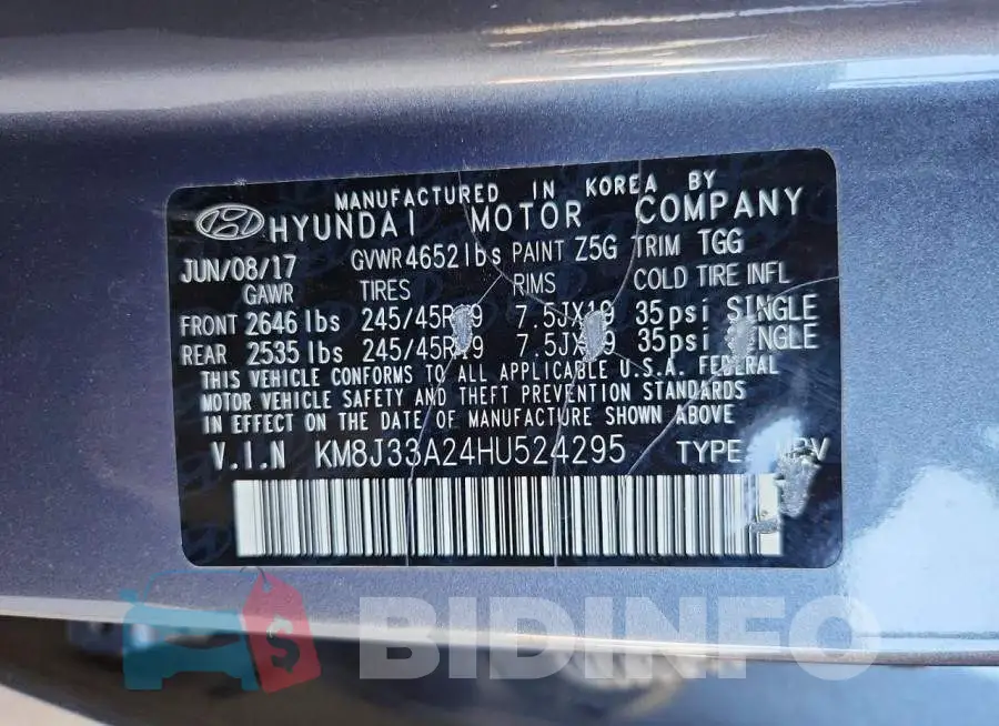 KM8J33A24HU524295 Photo# 12