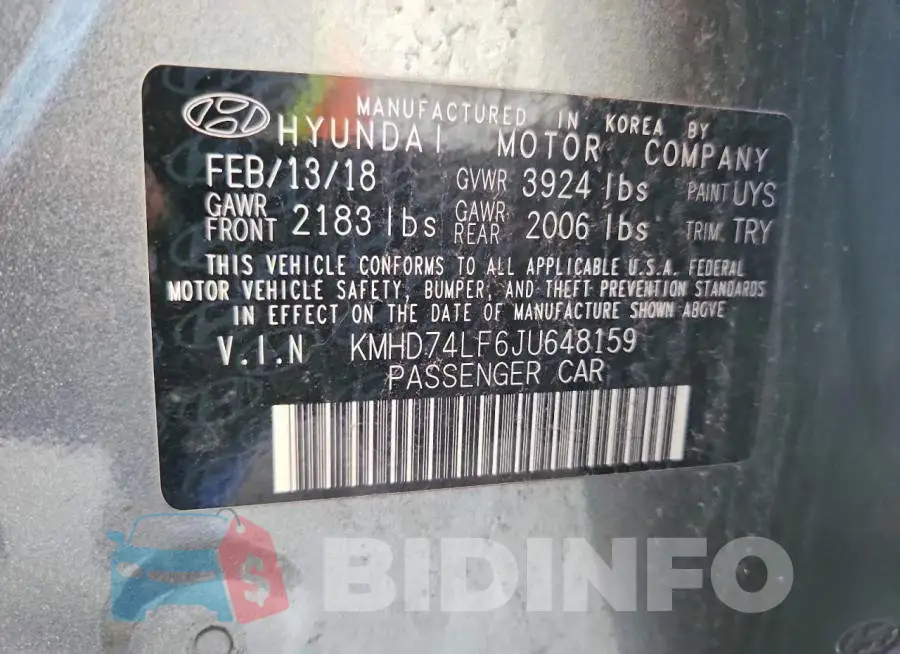 KMHD74LF6JU648159 Photo# 12