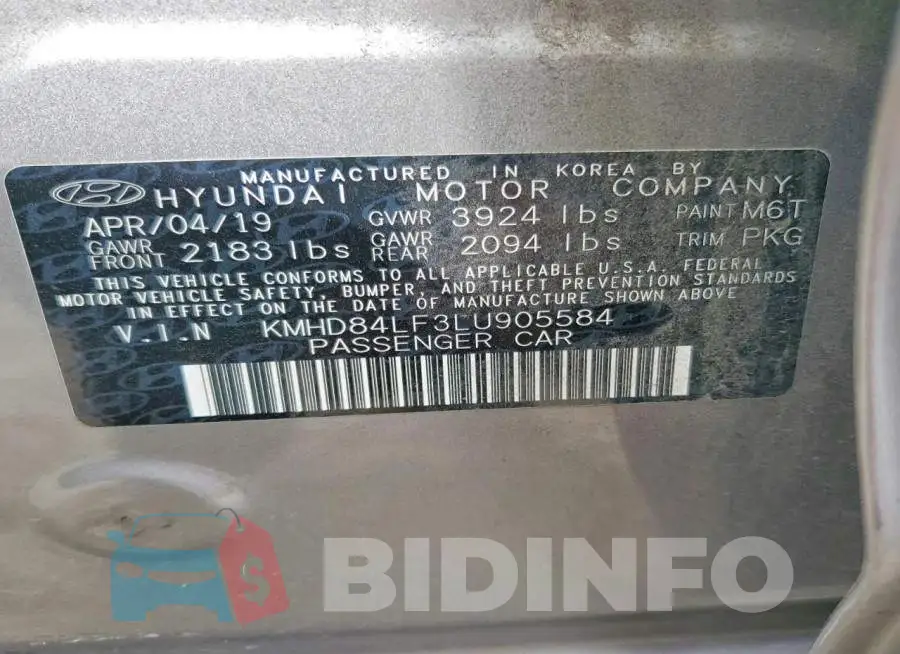 KMHD84LF3LU905584 Photo# 13