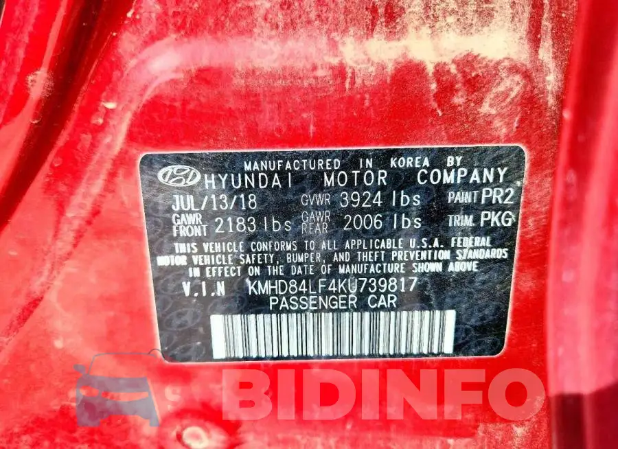 KMHD84LF4KU739817 Photo# 13