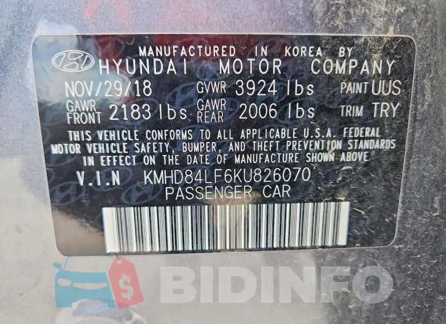 KMHD84LF6KU826070 Photo# 12