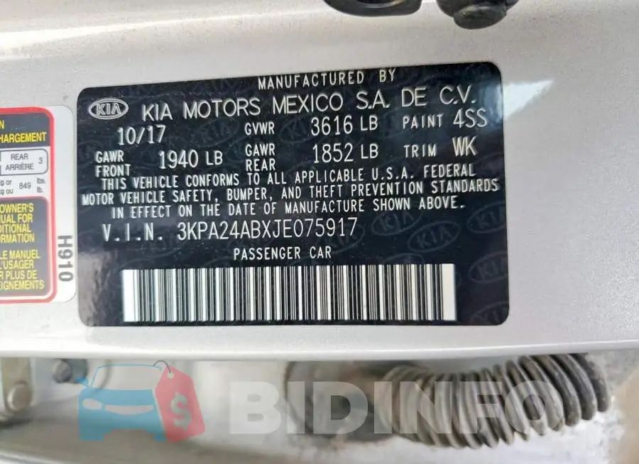 3KPA24ABXJE075917 Photo# 13