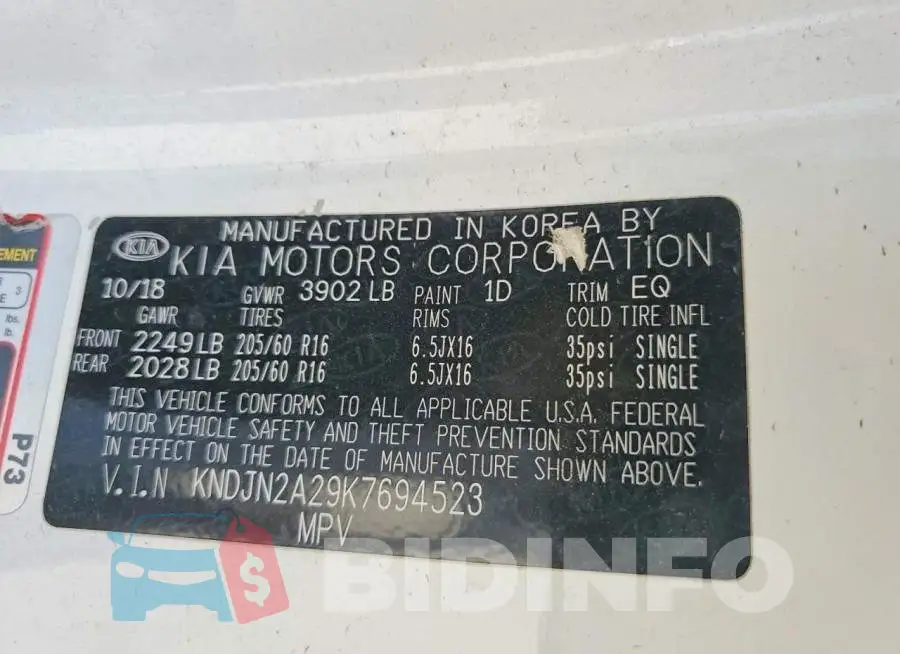 KNDJN2A29K7694523 Photo# 12