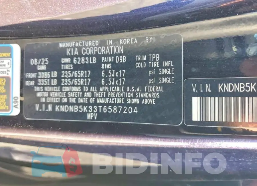 KNDNB5K33T6587204 Photo# 14