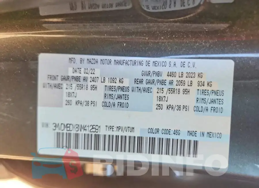 3MVDMBDY8NM412591 Photo# 13