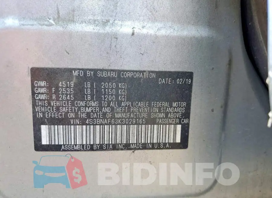 4S3BNAF63K3029165 Photo# 13