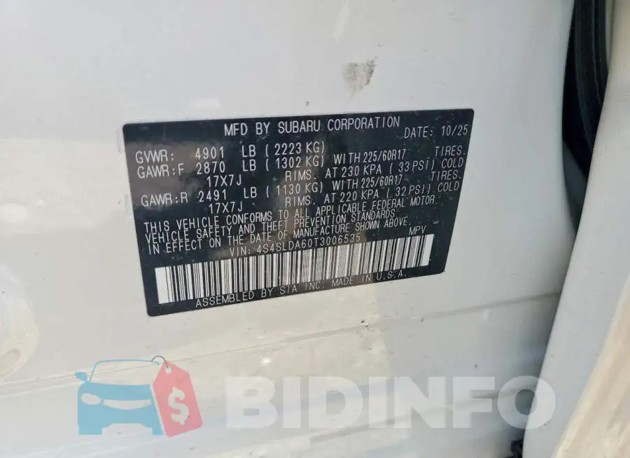 4S4SLDA60T3006535 Photo# 12