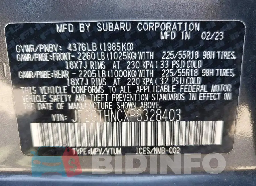 JF2GTHNCXP8328403 Photo# 13