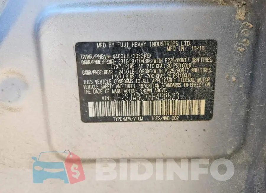 JF2SJABC7HH498523 Photo# 14