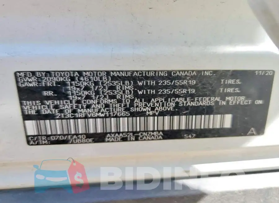 2T3C1RFV6MW117665 Photo# 12