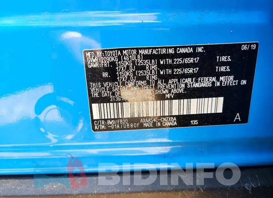 2T3G1RFV4KC023462 Photo# 13