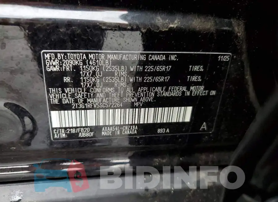 2T3G1RFV5SC572264 Photo# 13
