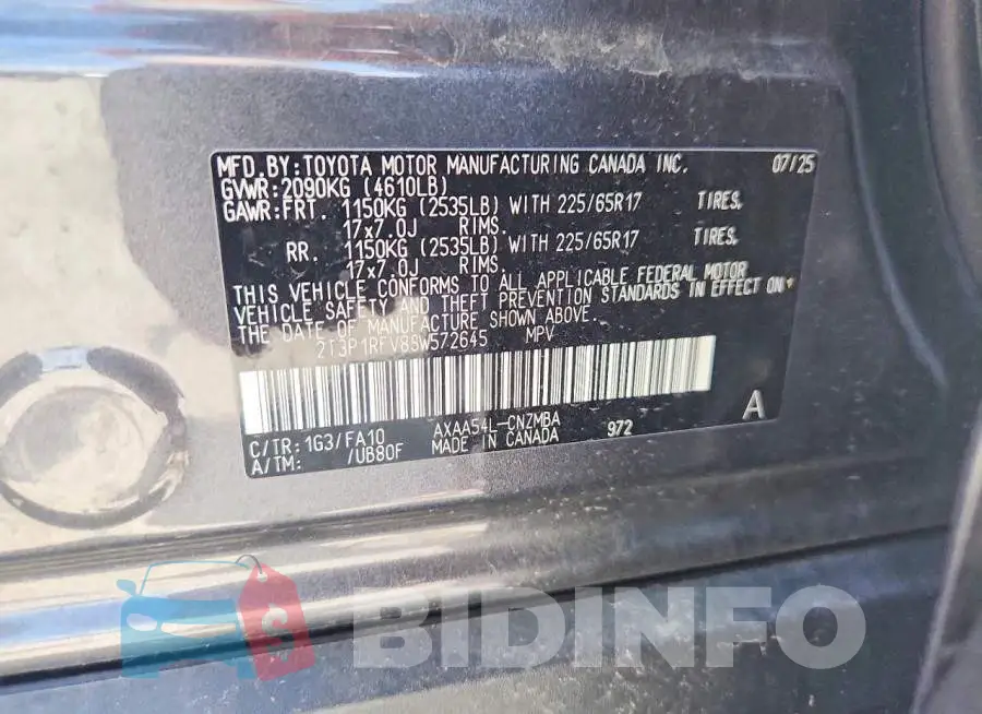 2T3P1RFV8SW572645 Photo# 14
