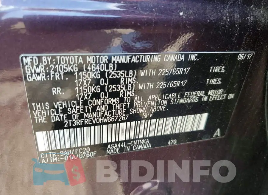 2T3RFREV0HW667267 Photo# 14