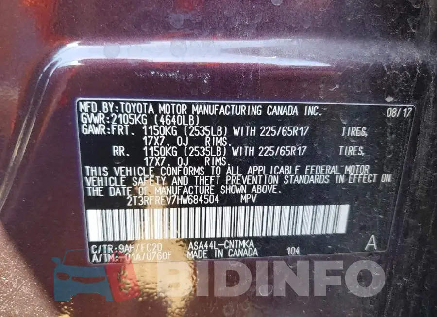 2T3RFREV7HW684504 Photo# 13