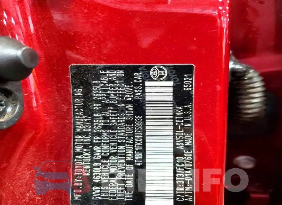 4T1BF1FKXHU759938 Photo# 13