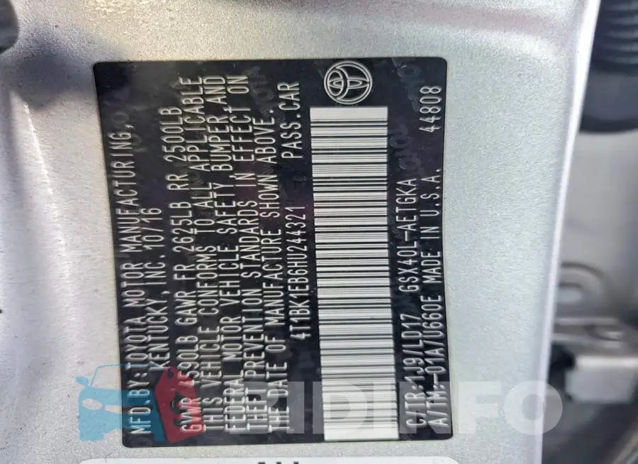 4T1BK1EB6HU244321 Photo# 13