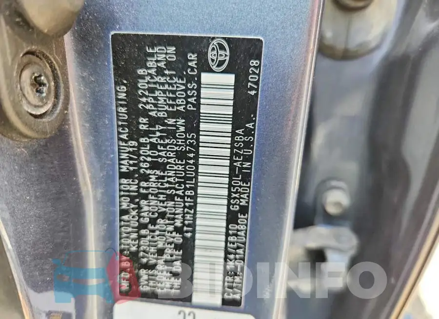 4T1HZ1FB1LU044735 Photo# 12