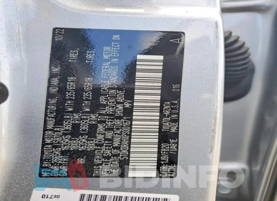 5TDKDRAHXPS001671 Photo# 14