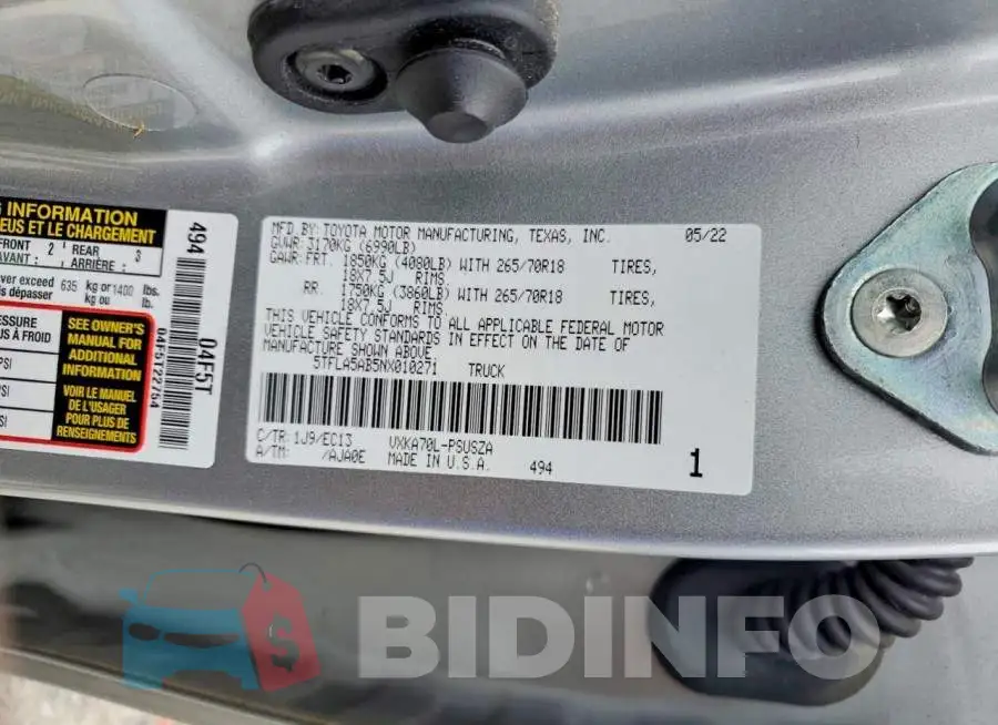 5TFLA5AB5NX010271 Photo# 12