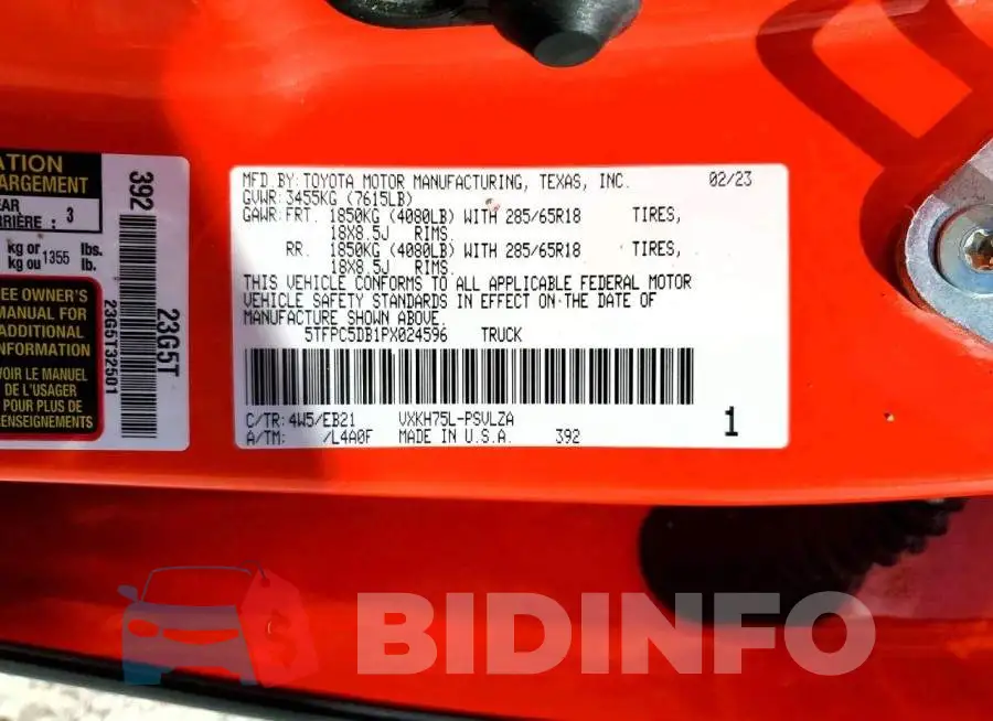 5TFPC5DB1PX024596 Photo# 12