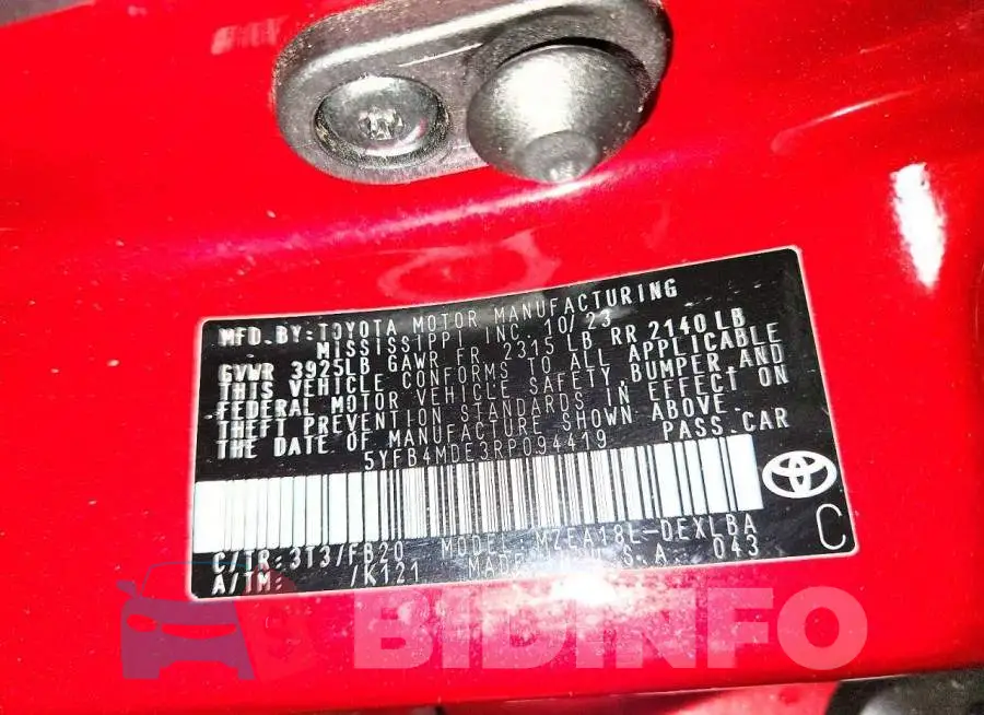 5YFB4MDE3RP094419 Photo# 12