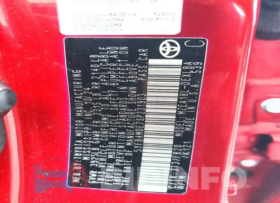 5YFB4MDE7SP231903 Photo# 12