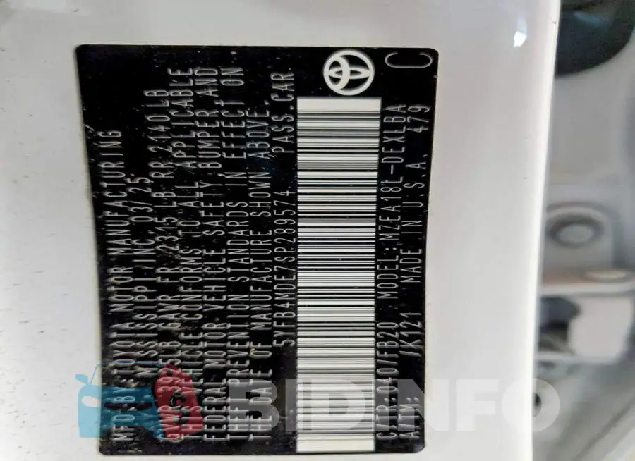 5YFB4MDE7SP289574 Photo# 13