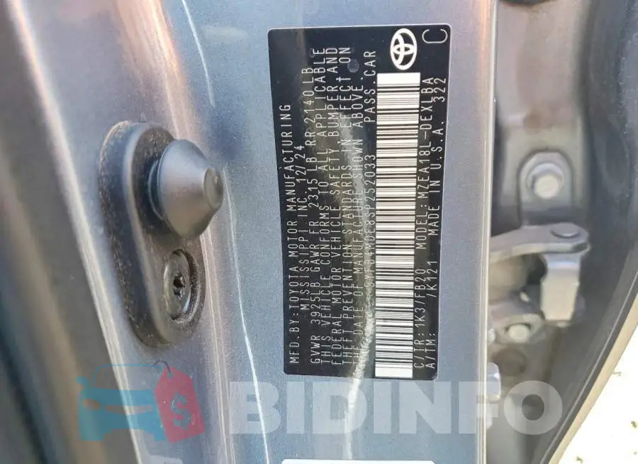5YFB4MDE8SP252033 Photo# 13