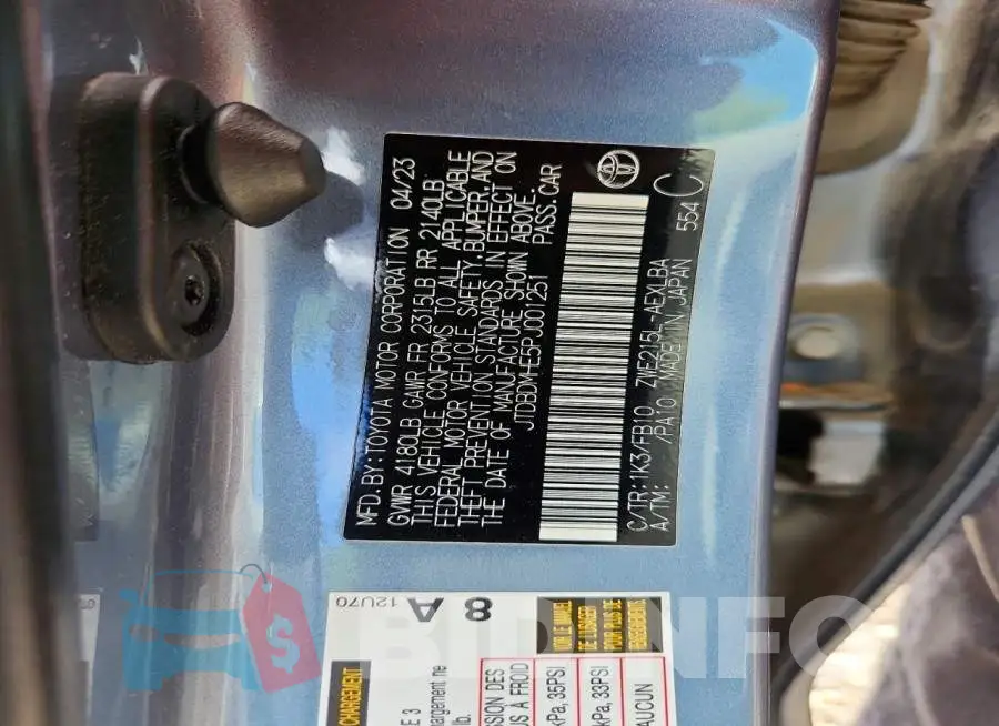 JTDBDMHE5PJ001251 Photo# 13