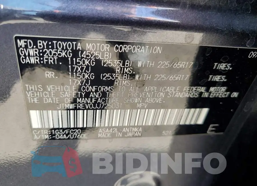 JTMWFREV0JJ725031 Photo# 13