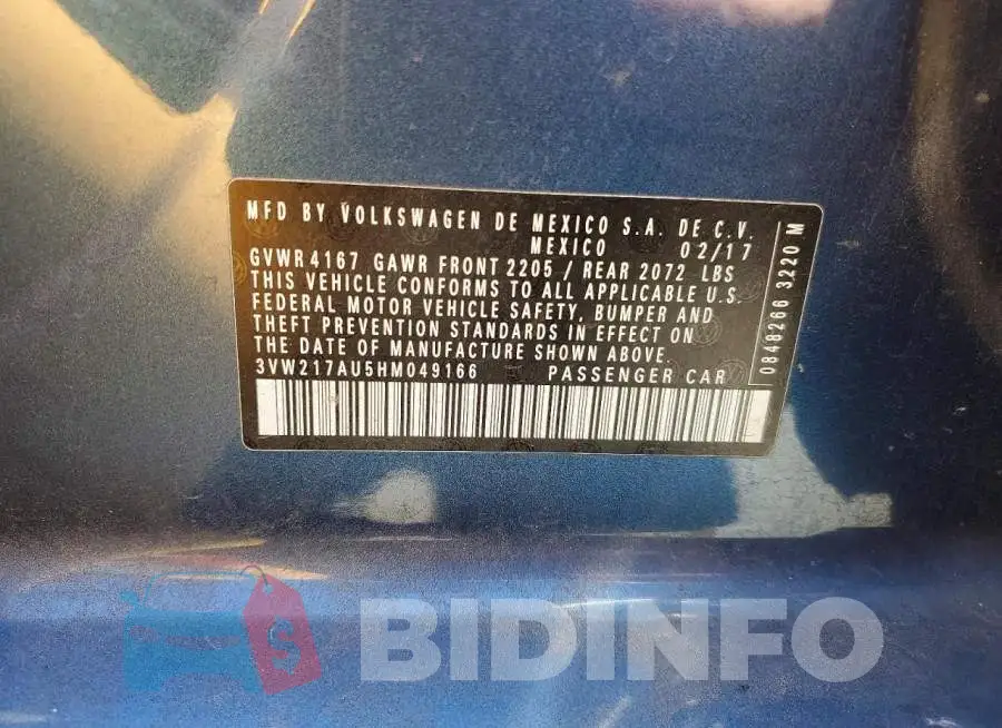3VW217AU5HM049166 Photo# 12