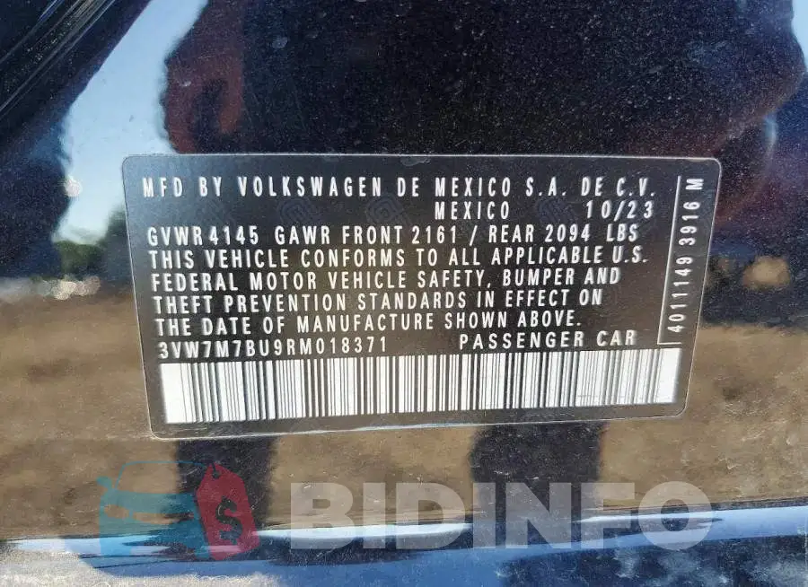 3VW7M7BU9RM018371 Photo# 12