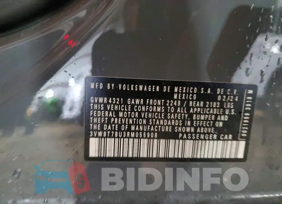 3VW8T7BU3RM055908 Photo# 12