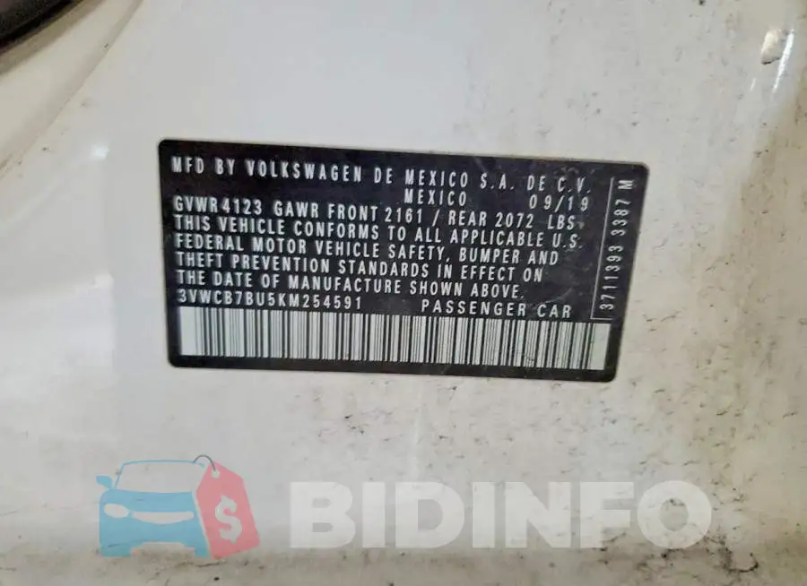 3VWCB7BU5KM254591 Photo# 12