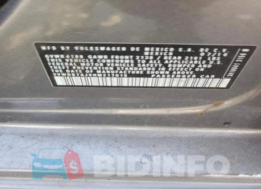 3VWDB7AJ9HM217015 Photo# 12