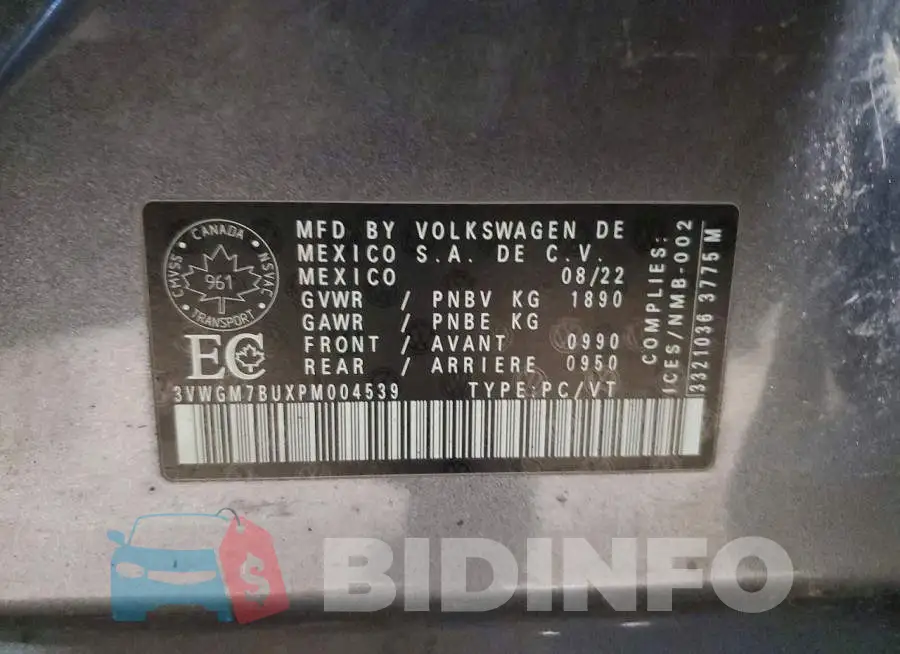 3VWGM7BUXPM004539 Photo# 12
