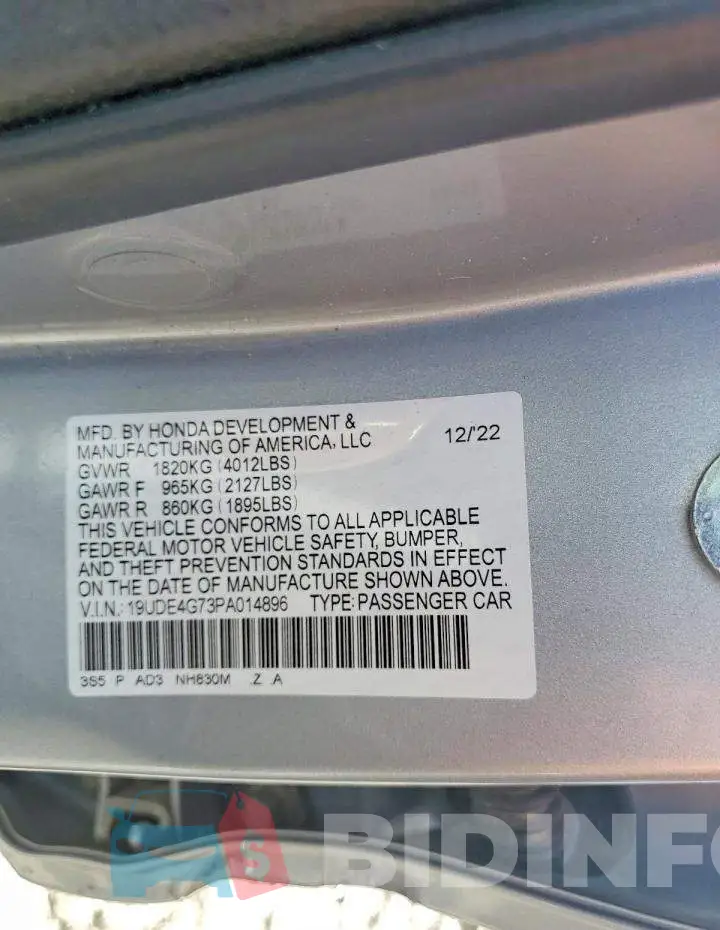 19UDE4G73PA014896 Photo# 12