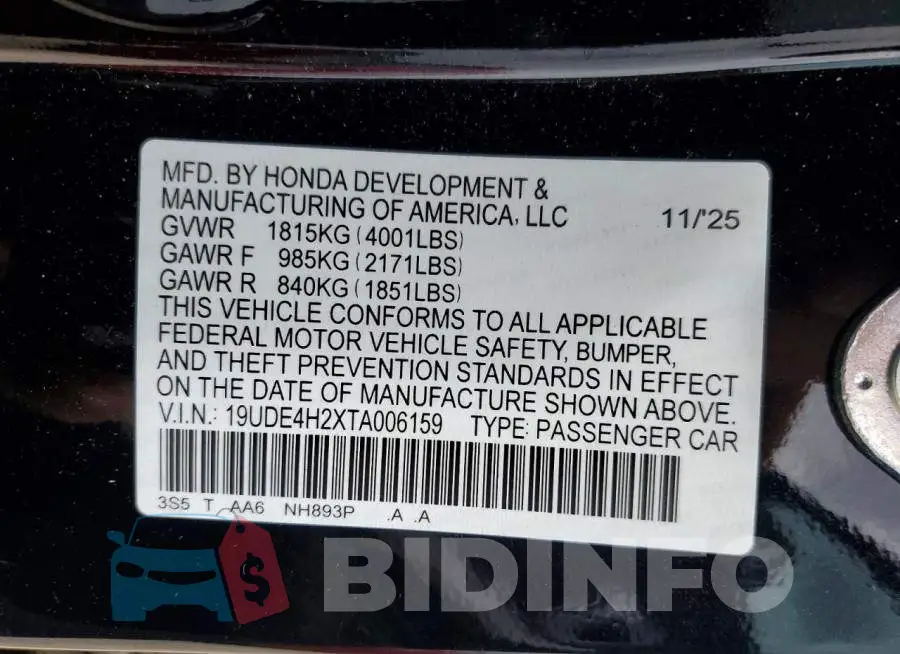 19UDE4H2XTA006159 Photo# 13