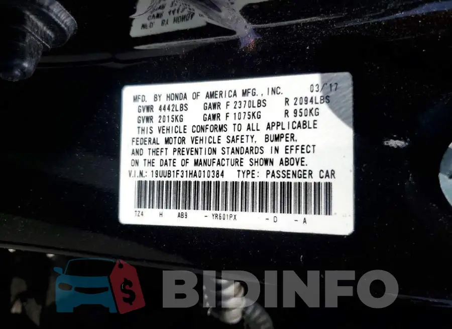 19UUB1F31HA010384 Photo# 12