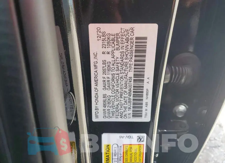 19UUB5F48MA007458 Photo# 13