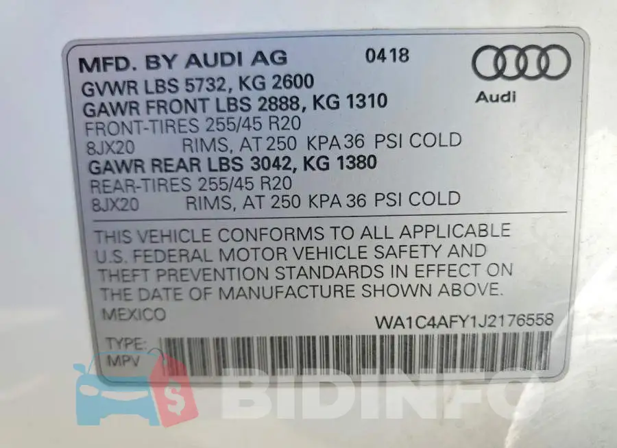 WA1C4AFY1J2176558 Photo# 13